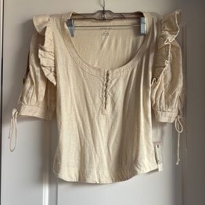 Cream Ruffle Sleeve Women's Top